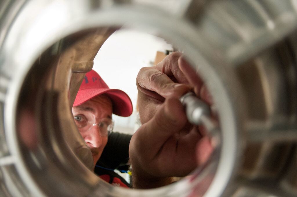 Inspector checking an internal bore