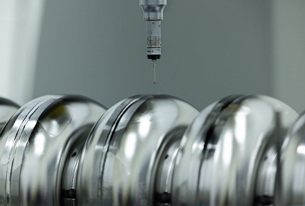 Polished precision components under CMM inspection